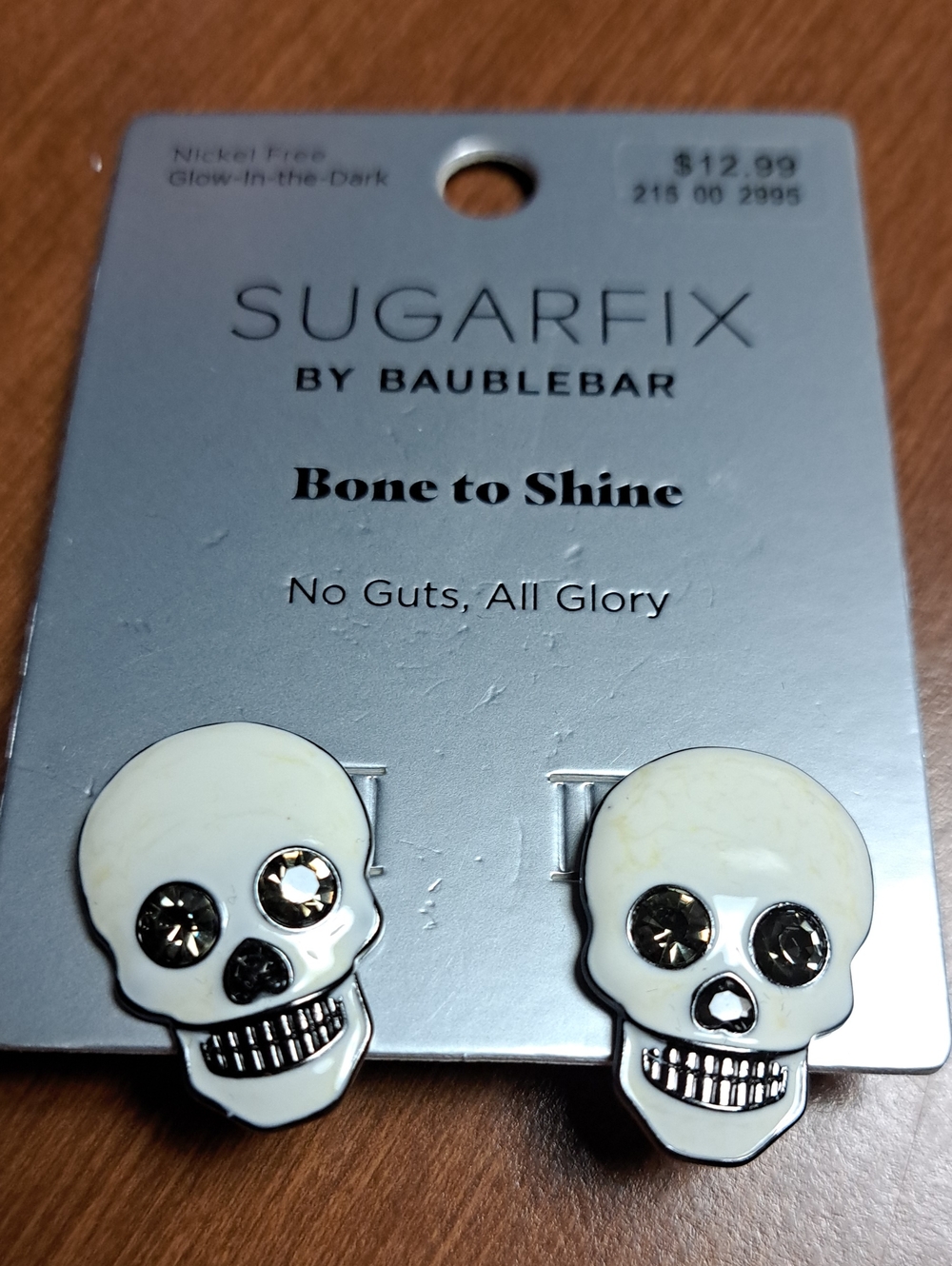Sugarfix by BaubleBar "Bone to Shine" Skull Earrings GLOW IN DARK